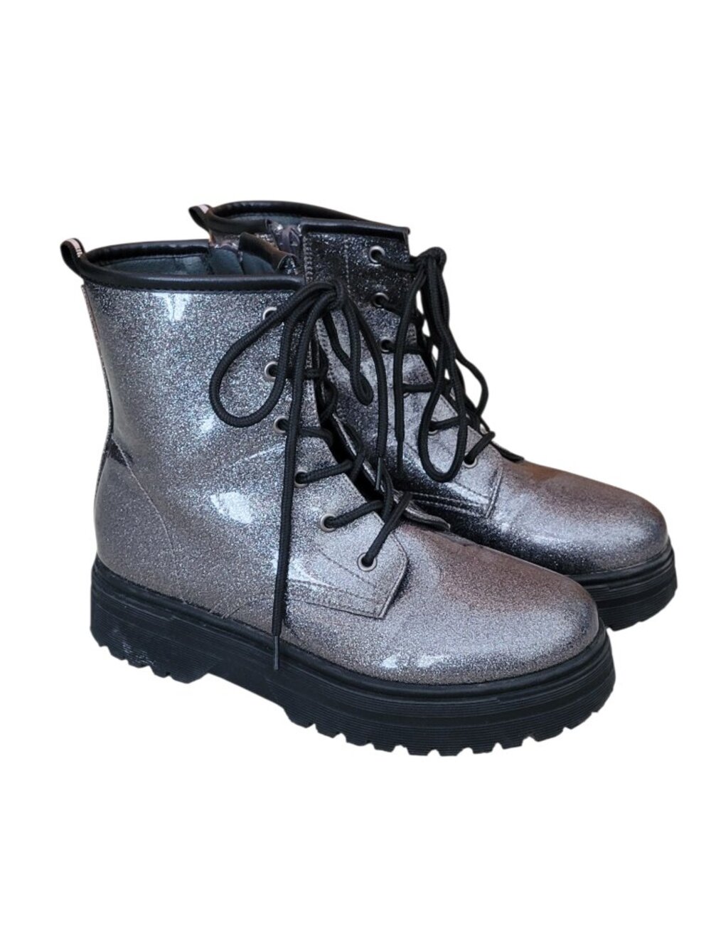 Patrizia Poweress Chunky Platform Gunmetal Metallic Combat Boots EU 36/US 6 - Picture 2 of 12